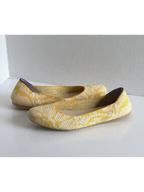Rothy’s The Square Yellow/White Daisy Floral Print Flats Women 9.5 Comfy Retired
